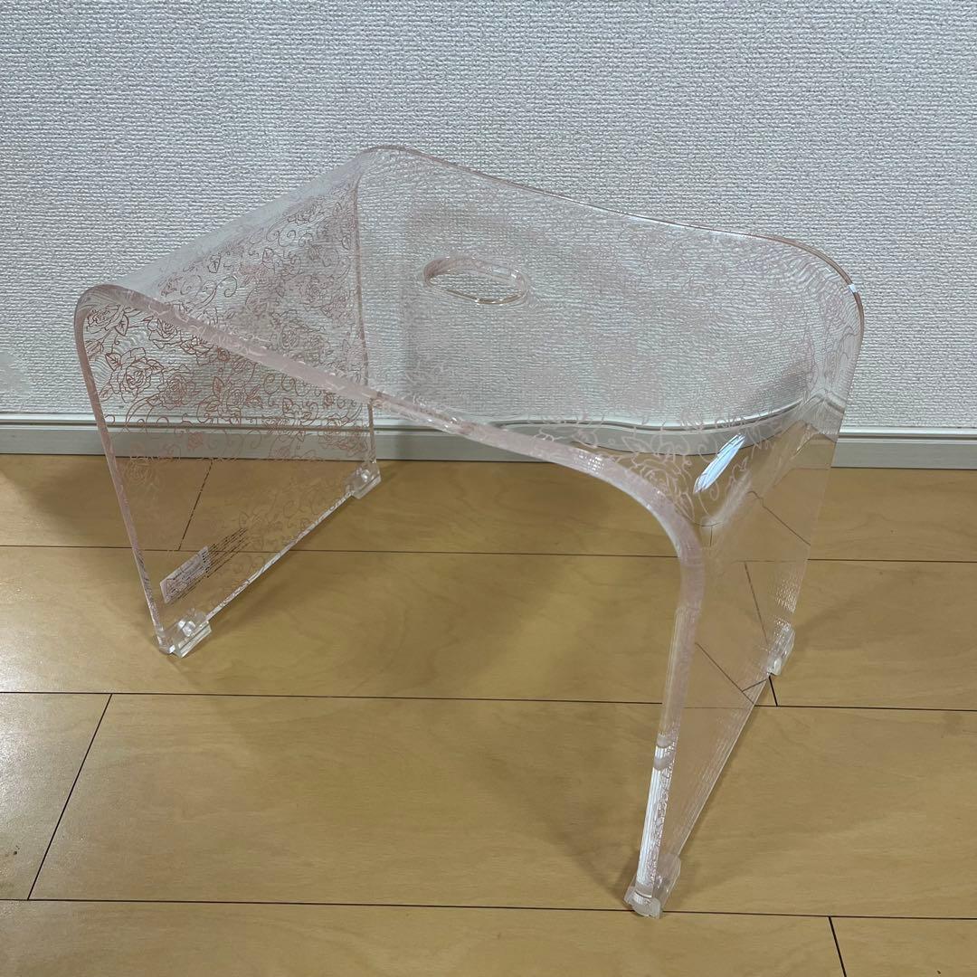 新品◎ アクリル　バスチェア　クリアローズ　L センコー　お風呂　椅子　ピンク