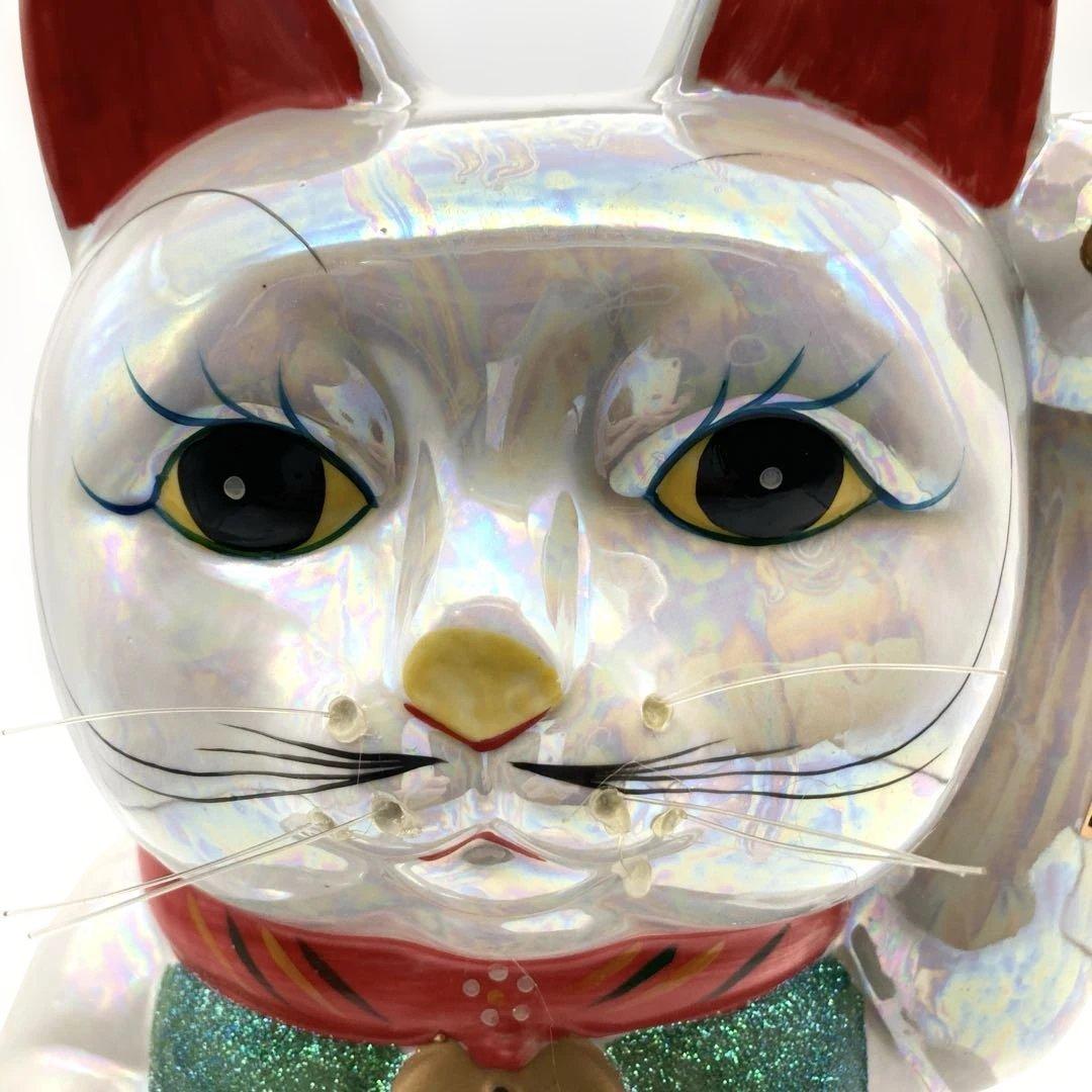 招き猫 貯金箱 左手招き 千客萬来 開運招福 特大 40cm レトロ キラキラ