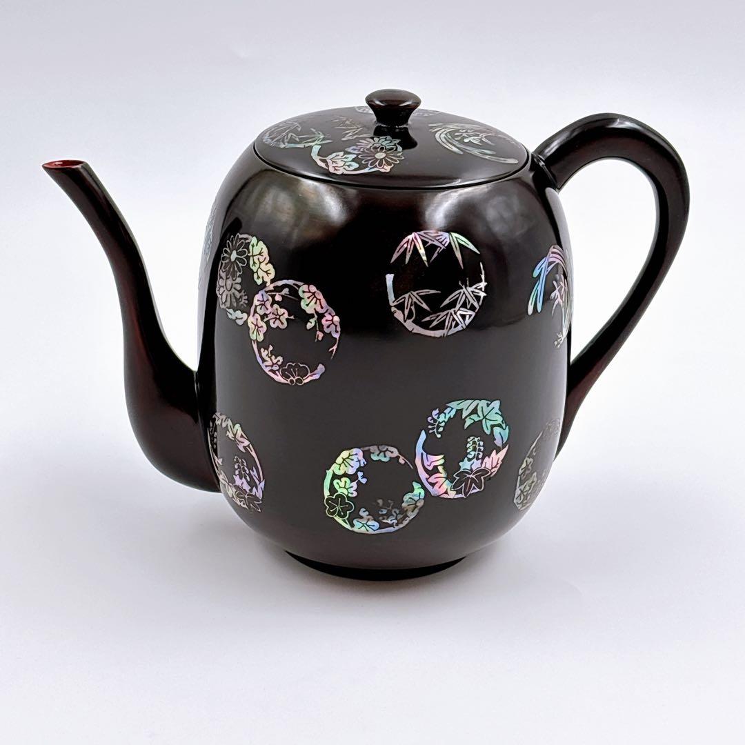 無形文化財13號 杏寸漆芸 人間文化財 李義植 丸紋螺鈿細工 水注 水次 茶器