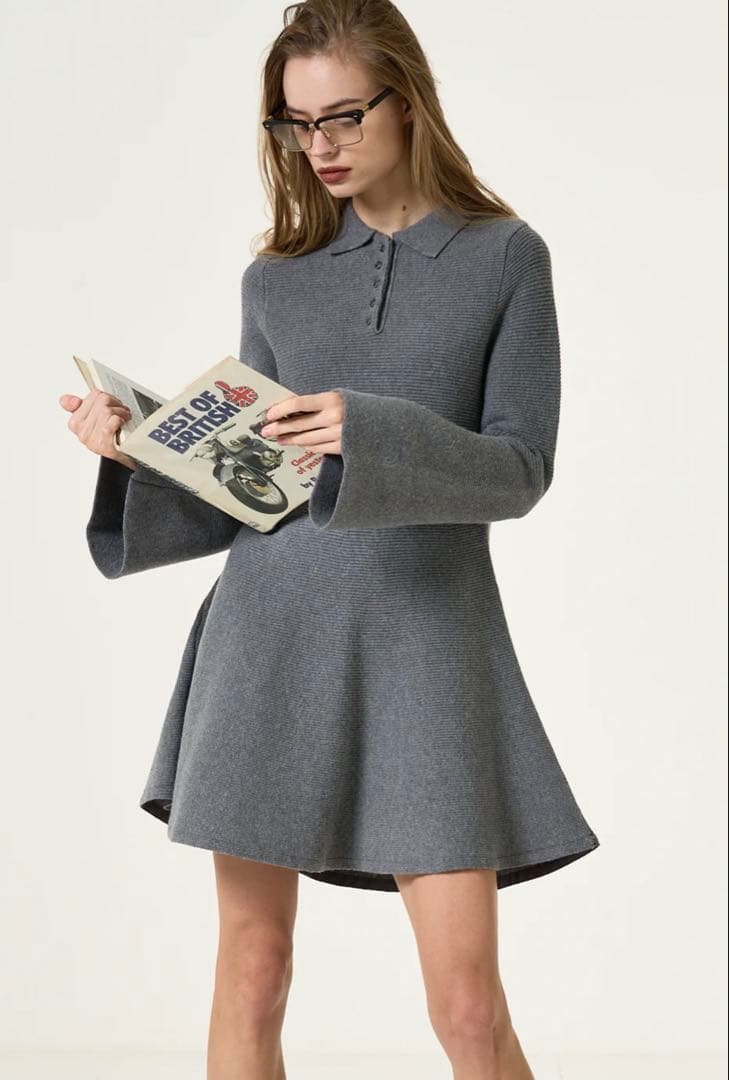 THE TOE Reims Flare Onepiece グレー　M