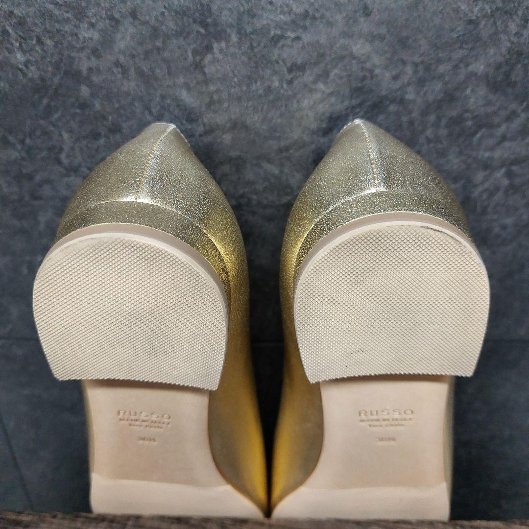 美品 フランチェスコルッソ ゴールドフラットシューズ 36.5