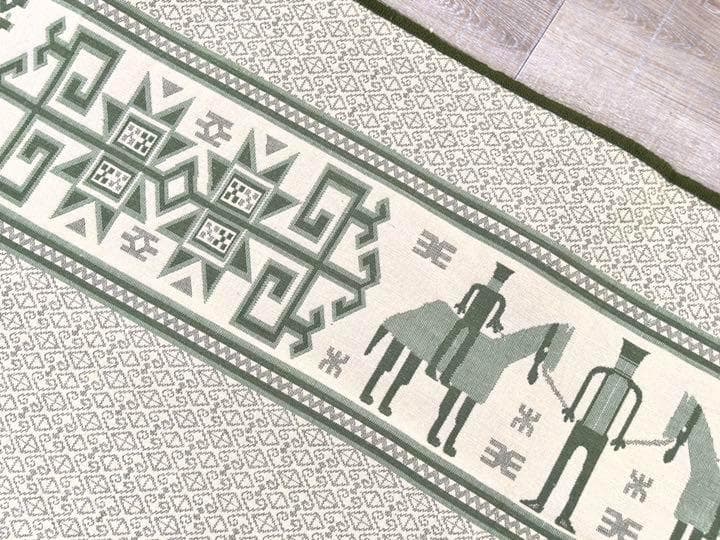 ペルシャ綿カーペット（緑）　リバーシブル　洗濯可　200×200