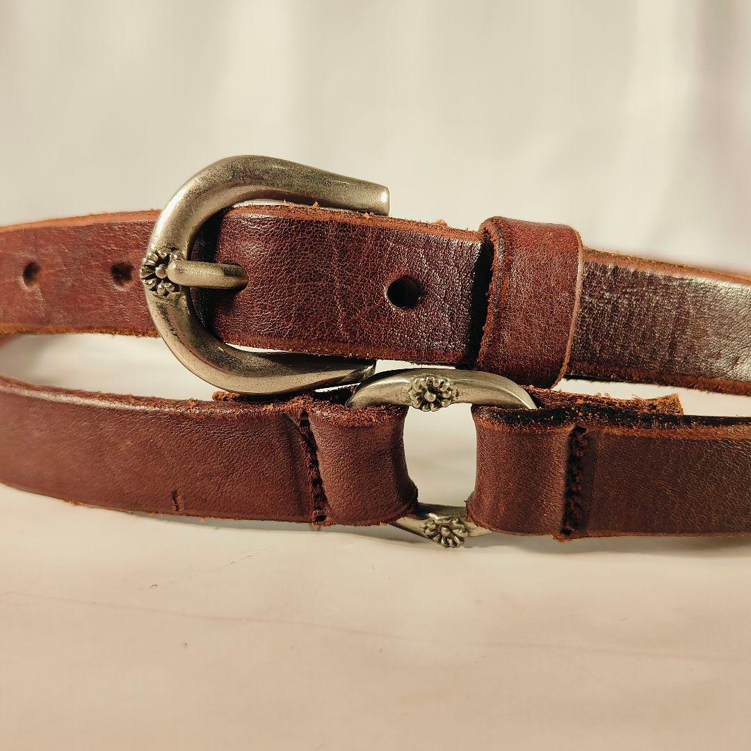 【英国製ヴィンテージ】ダブルラップ本革ベルト　上質クラシックドレスベルト　正規品