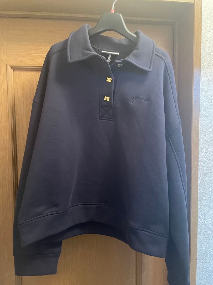 トップス GANNI Heavy Fleece Drop Shoulder Polo