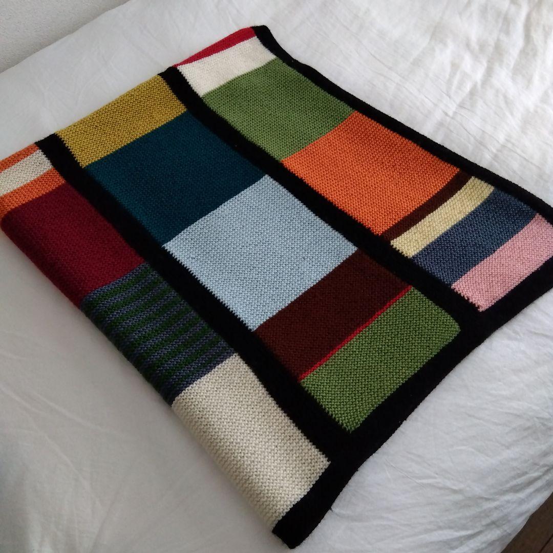 モチーフ編みブランケット　マルチカバー　棒針編み