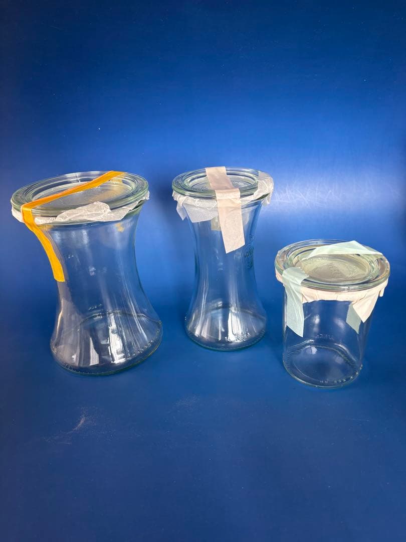 Weck キャニスター　ガラス保存瓶　13個セット　シリコン、プラ、木蓋