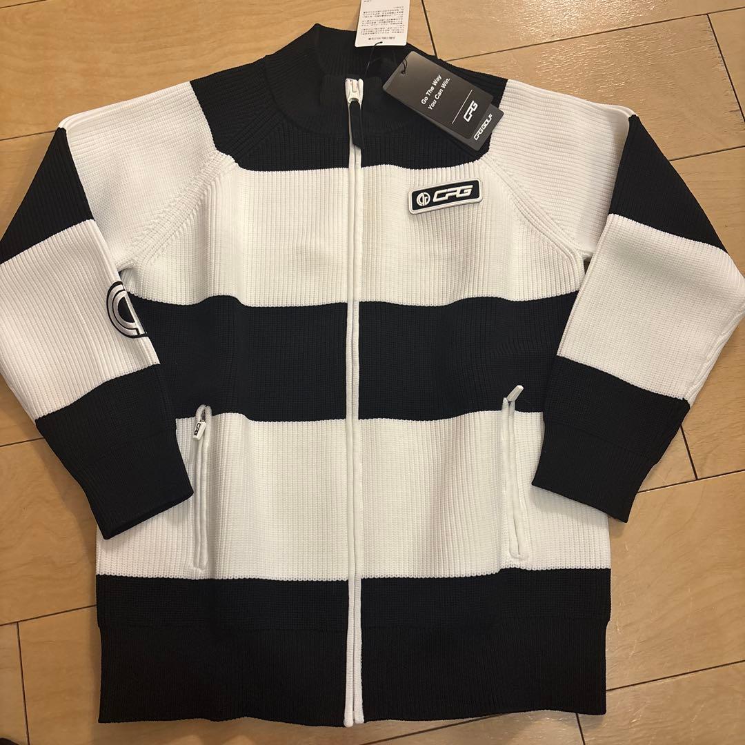 新品　CPG マルチボーダーニットブルゾン　ブラック/ホワイト サイズ1