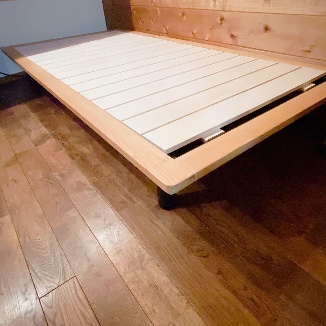 無印良品　無印　木製　ベッドフレーム ベッド　シングル オーク材　脚付　スチール