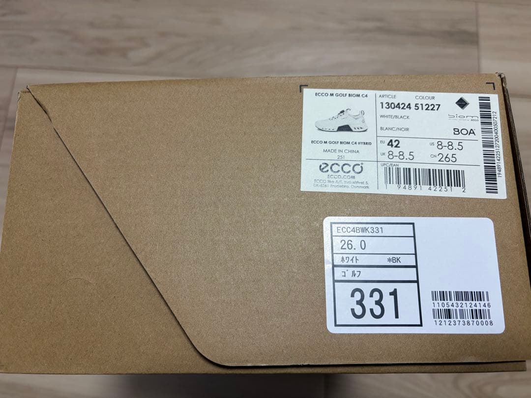 eccoゴルフシューズ バイオム C4 ボア EU42ホワイト