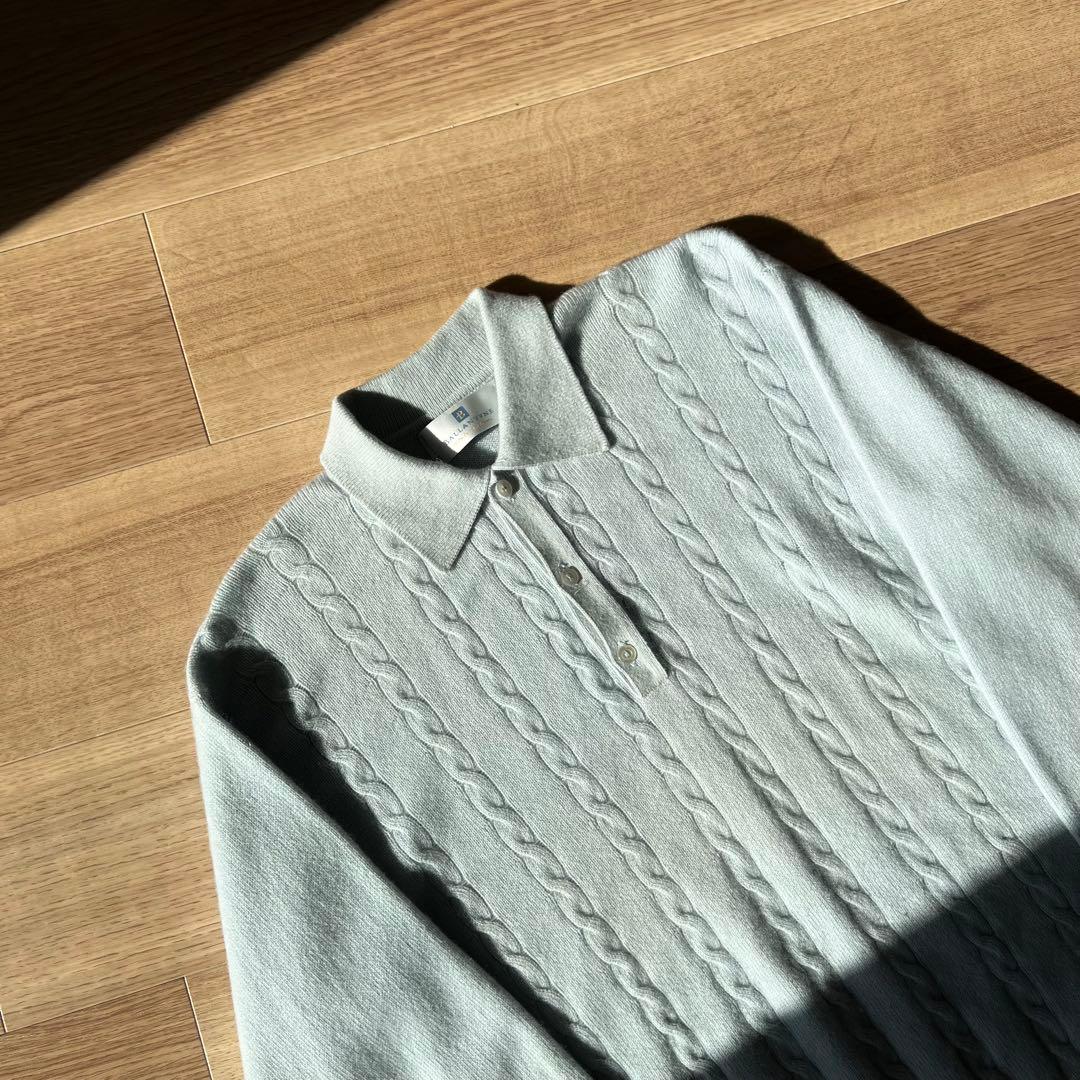 90s Ballantyne カシミヤ ケーブル ニット ポロ スコットランド