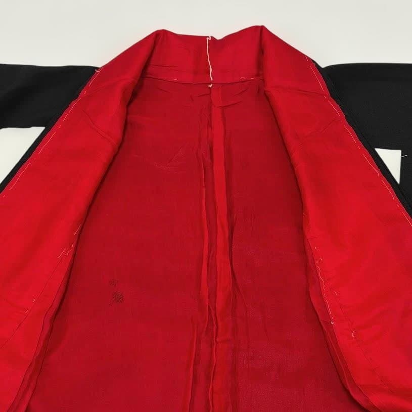 まりこさん専用　アンティーク　黒留袖　両褄　駒刺繍　大正ロマン　正絹　J101