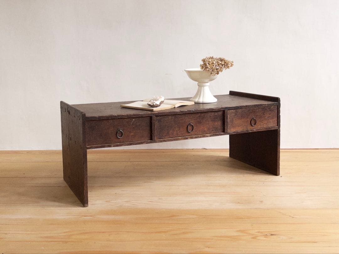 古道具 小引き出し付き 文机 ローデスク 木製