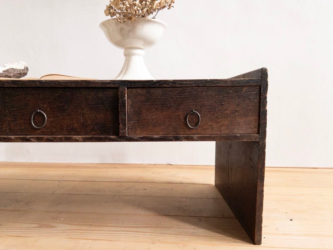 古道具 小引き出し付き 文机 ローデスク 木製