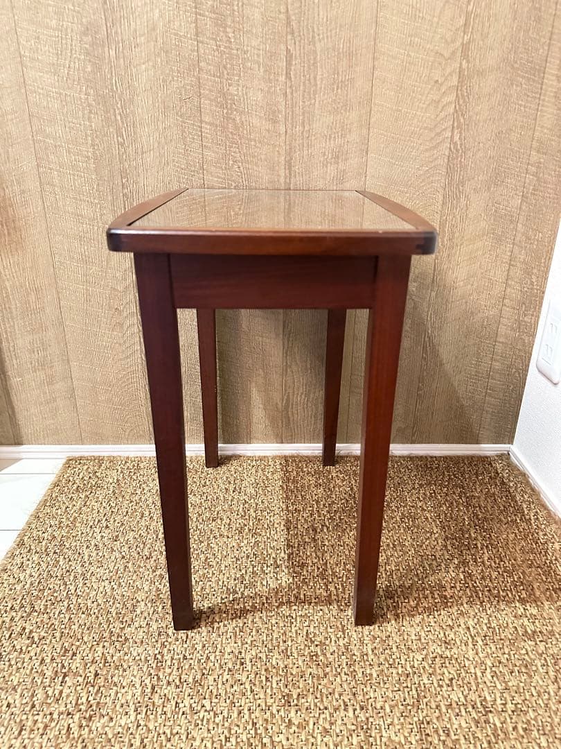 ネストテーブル　木製　ガラス天板　アンティーク