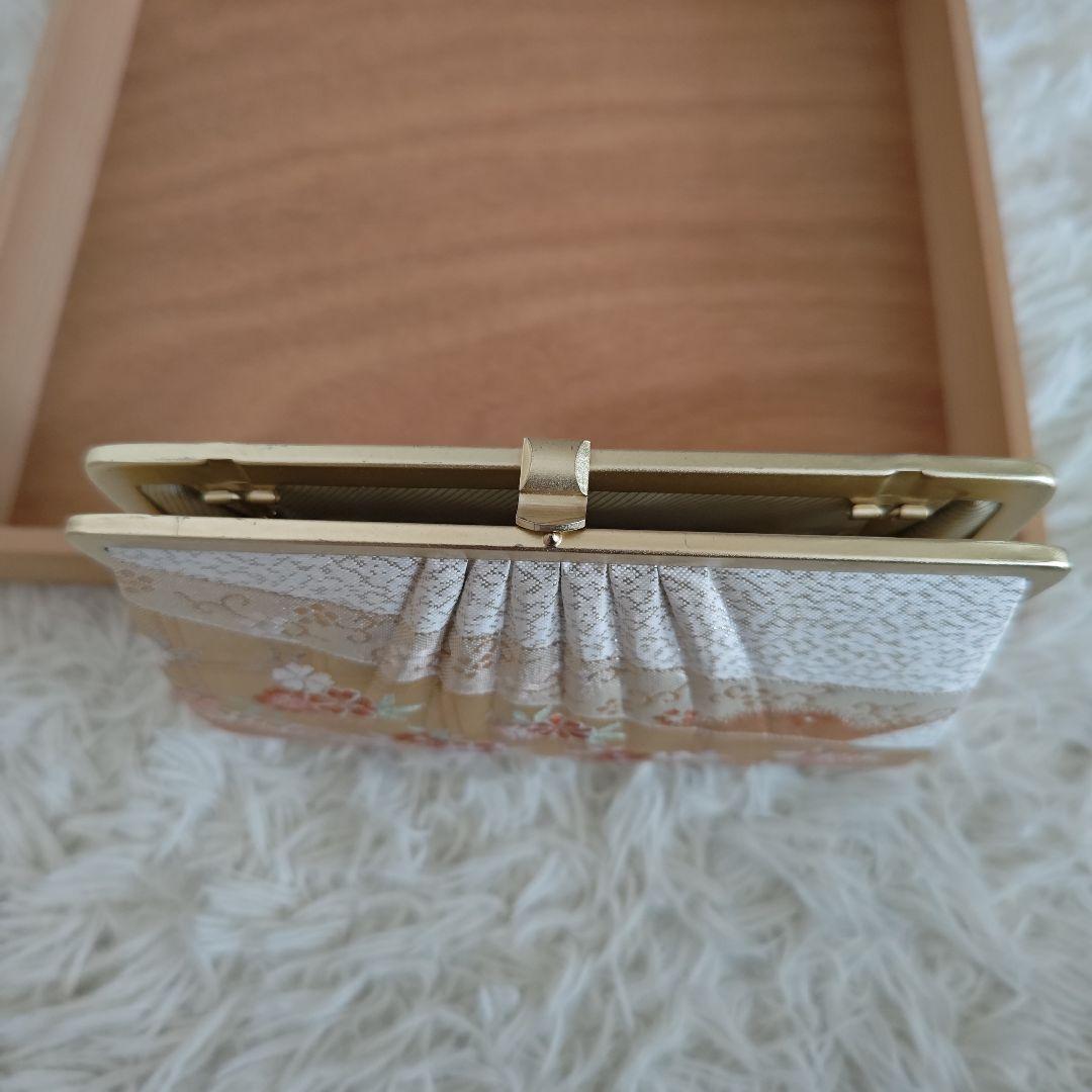 美品✨　花柄 和装用バッグと草履 セット　ホワイト×ゴールド