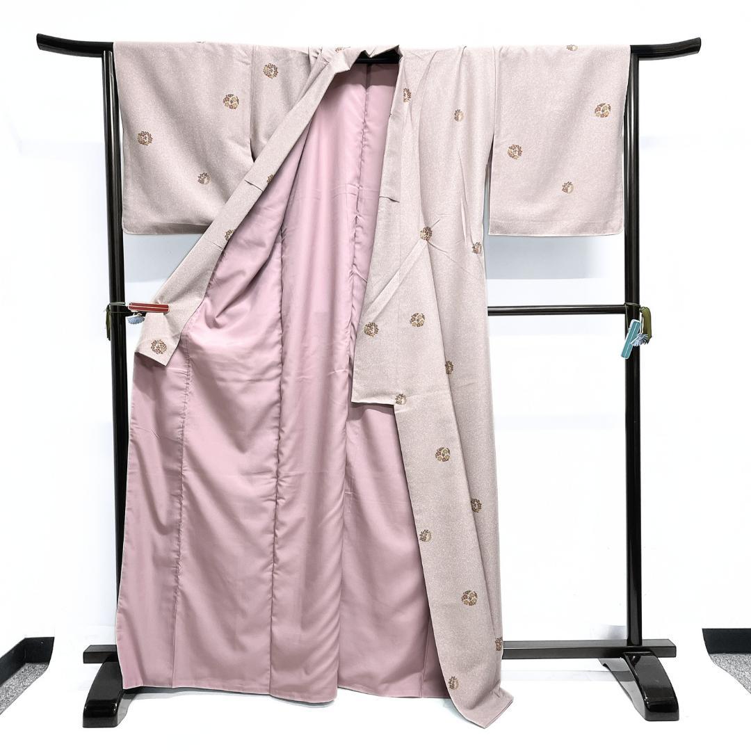 小紋　洗える着物　花紋　桔梗　撫子　藤　たたき染　着物　122b d ms