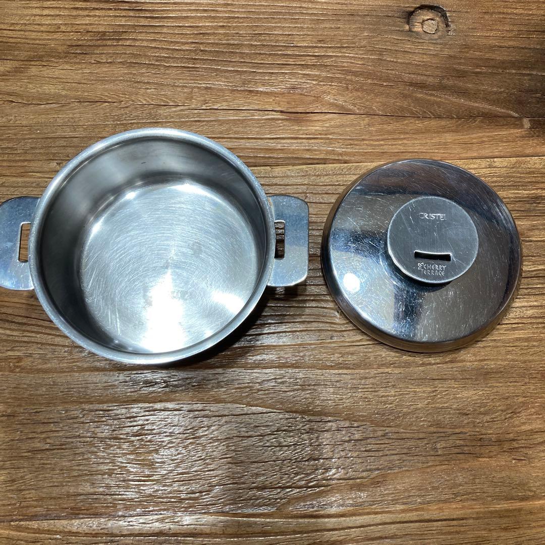 クリステル　グラフィット 深鍋　14㎝ ステンレス 両手鍋 蓋付き