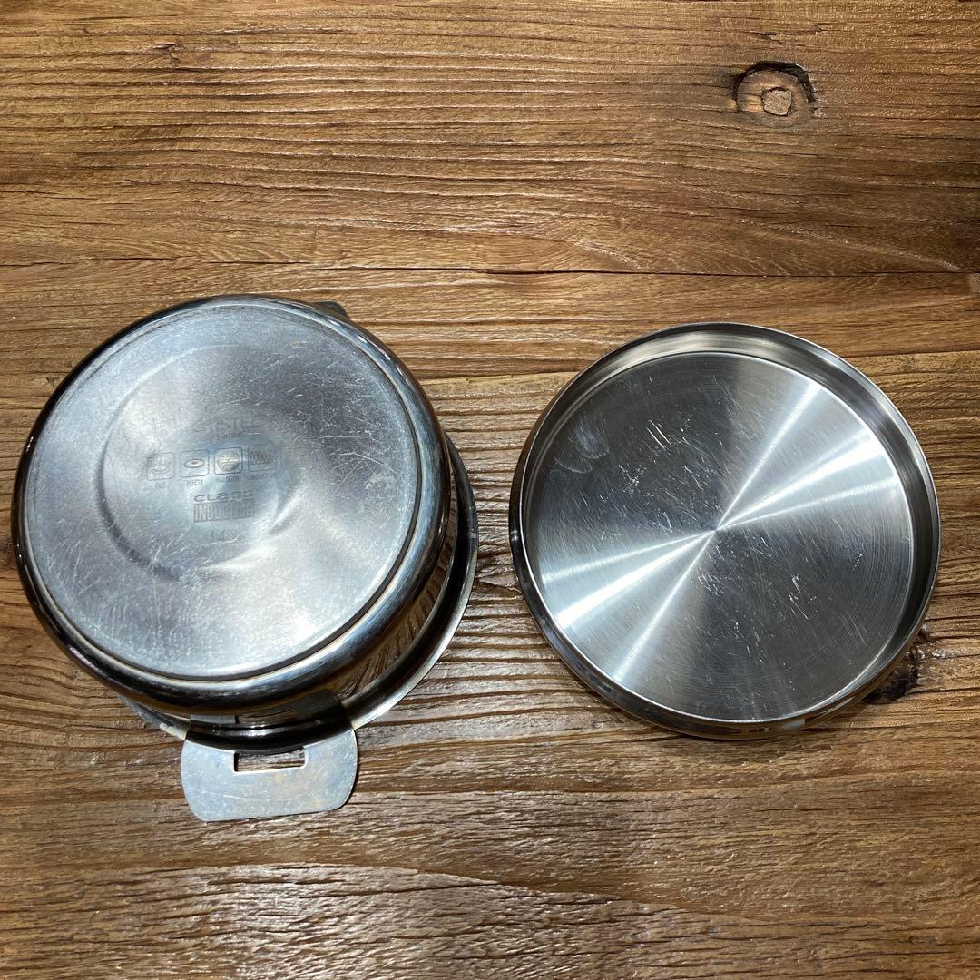 クリステル　グラフィット 深鍋　14㎝ ステンレス 両手鍋 蓋付き