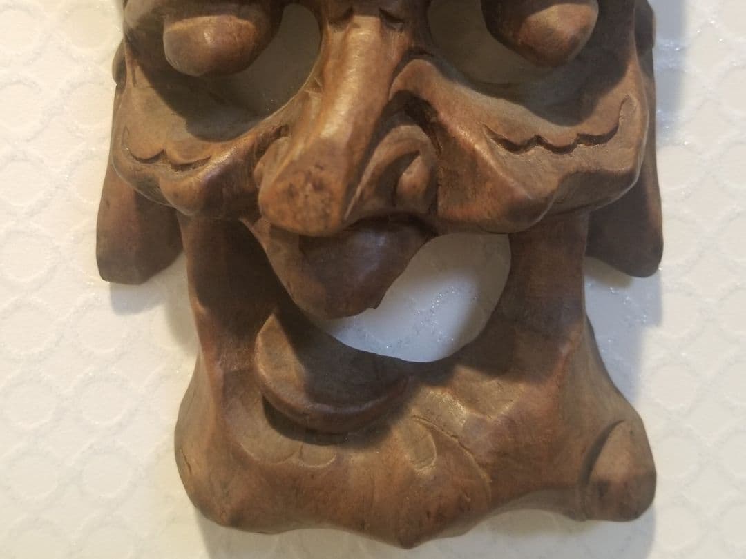 【新年セール】鬼滅の刃 儺舞面具 面具 時代物 骨董 蔵出し 木彫り 能面