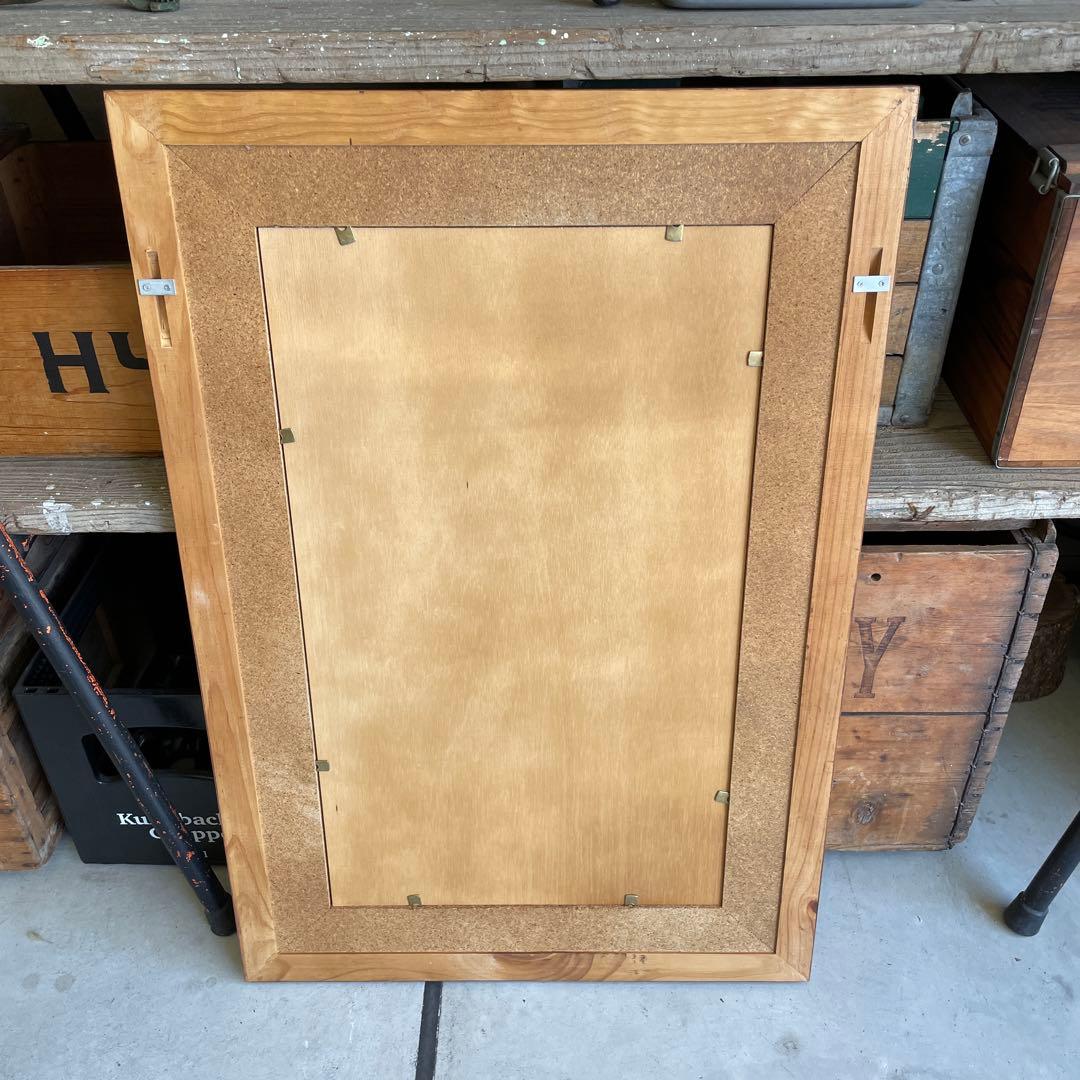 ヴィンテージ タイル張り ウッドミラー 壁掛け 鏡 姿見 パイン材 バレンシア