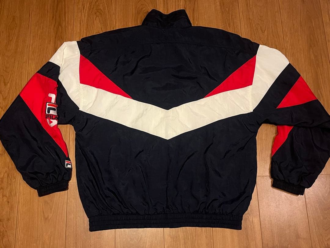 FILA 90s ビンテージ ナイロンジャケット Lネイビー 身幅65