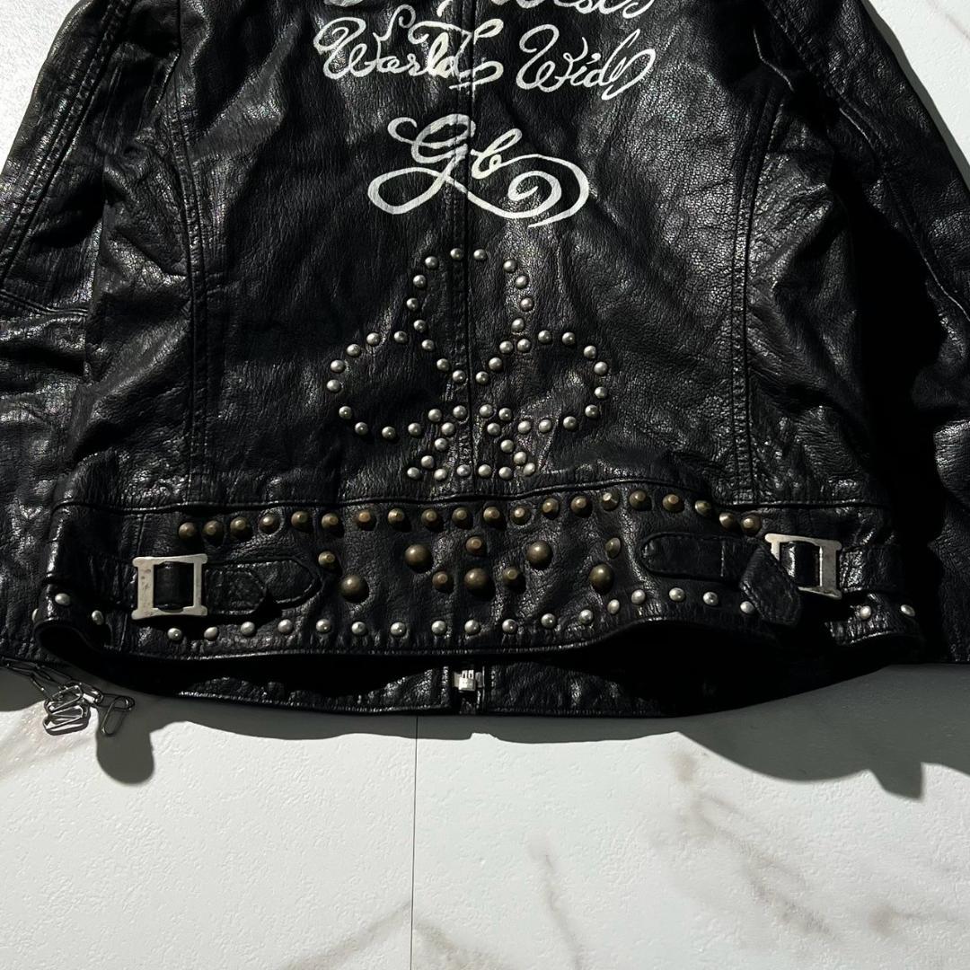 希少　GB SKINS　スター　総スタッズ　ライダース　チェーン　ブラック　黒