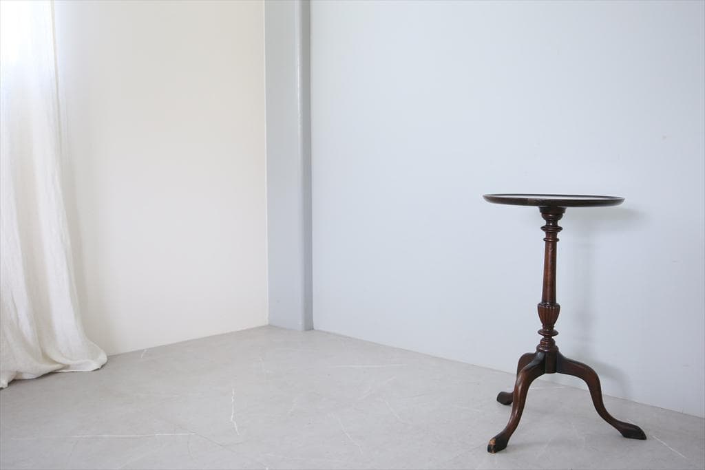 英国アンティーク木製ワインテーブル/サイドテーブル/丸机/飾り棚(89-30-2