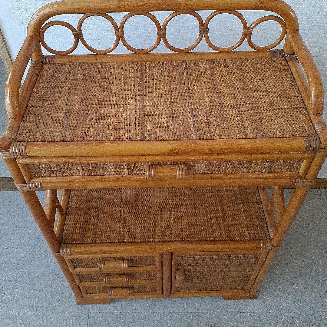 昭和レトロ　ラタン製オープンシェルフ