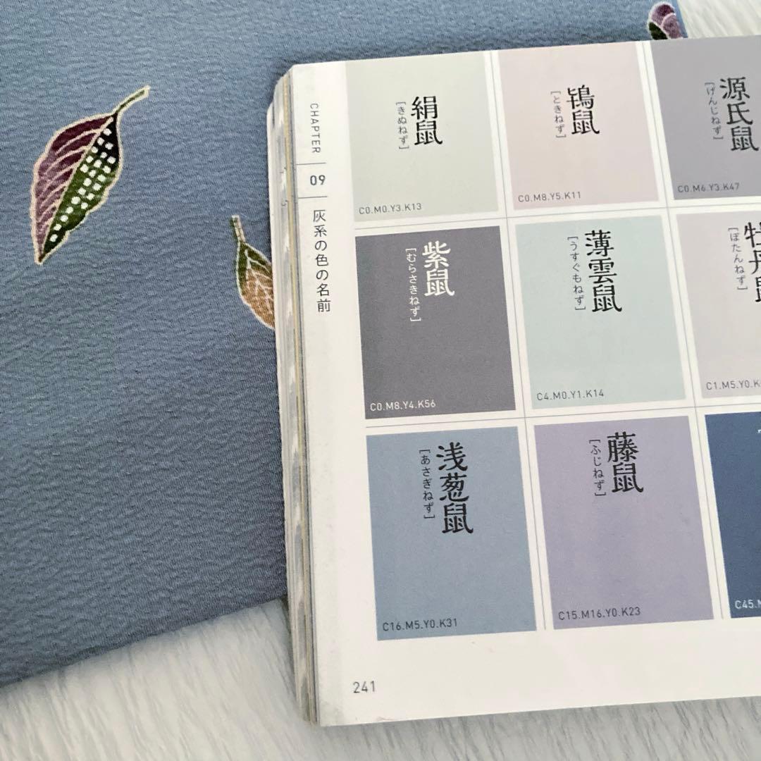 【美品✨】東レシルック　洗える着物　小紋　浅葱鼠色　吹き寄せ風　手縫い仕立てM6