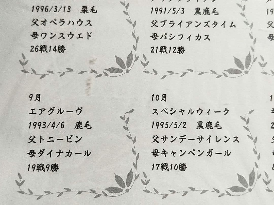 ◆　競馬　JRA　◆　ホースレジェンド　ウォールポケットコレクションカレンダー◆