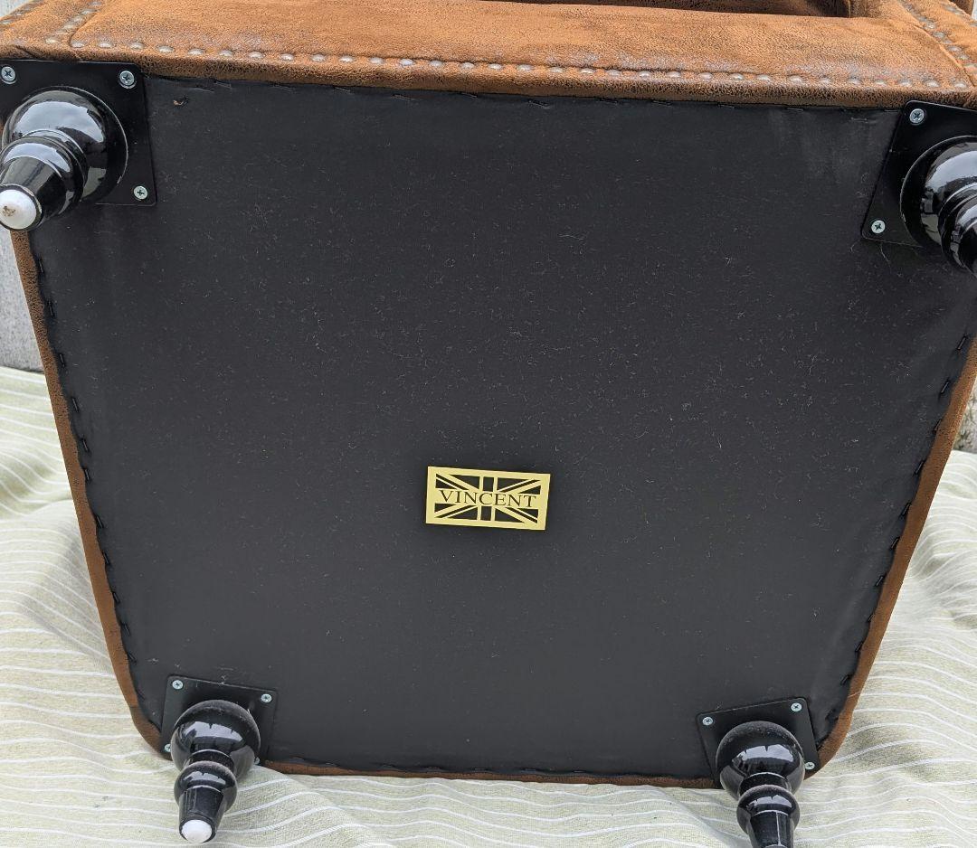 VINCENT ヴィンテージレザー調ファブリックコンパクトシングルソファ