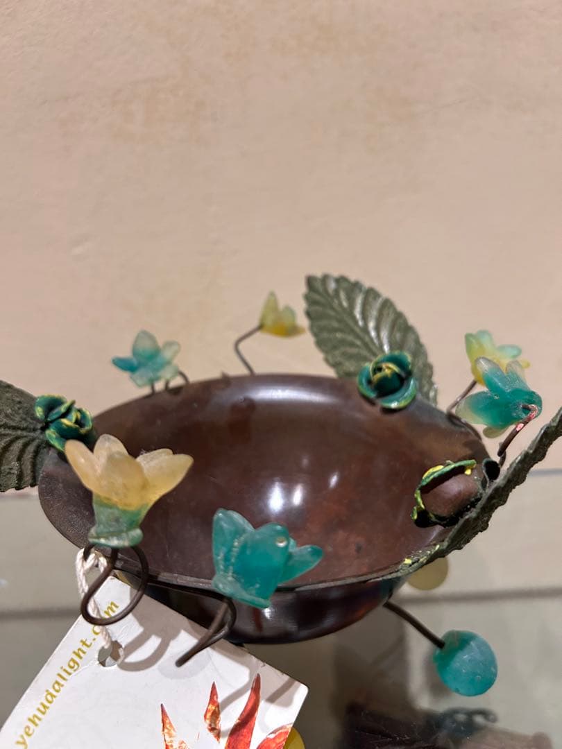 銅製 装飾ボウル 花と葉の意匠【イスラエル作家 ユダ】