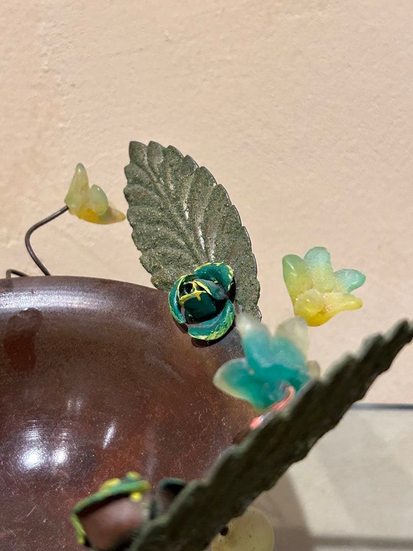 銅製 装飾ボウル 花と葉の意匠【イスラエル作家 ユダ】