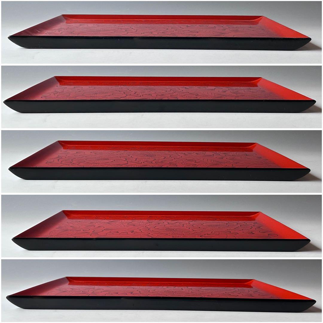 輪島塗　花紋　テーブル膳　五客組　漆器　懐石盆　おもてなし　食器　和食膳