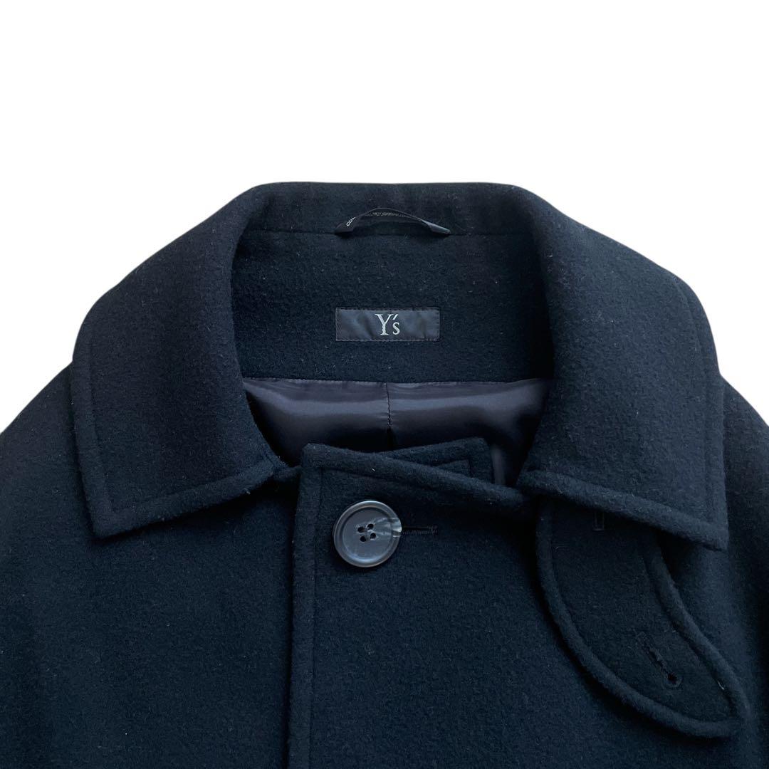 美品 Y's ウール ドルマンスリーブ コート ショート丈 ブラック