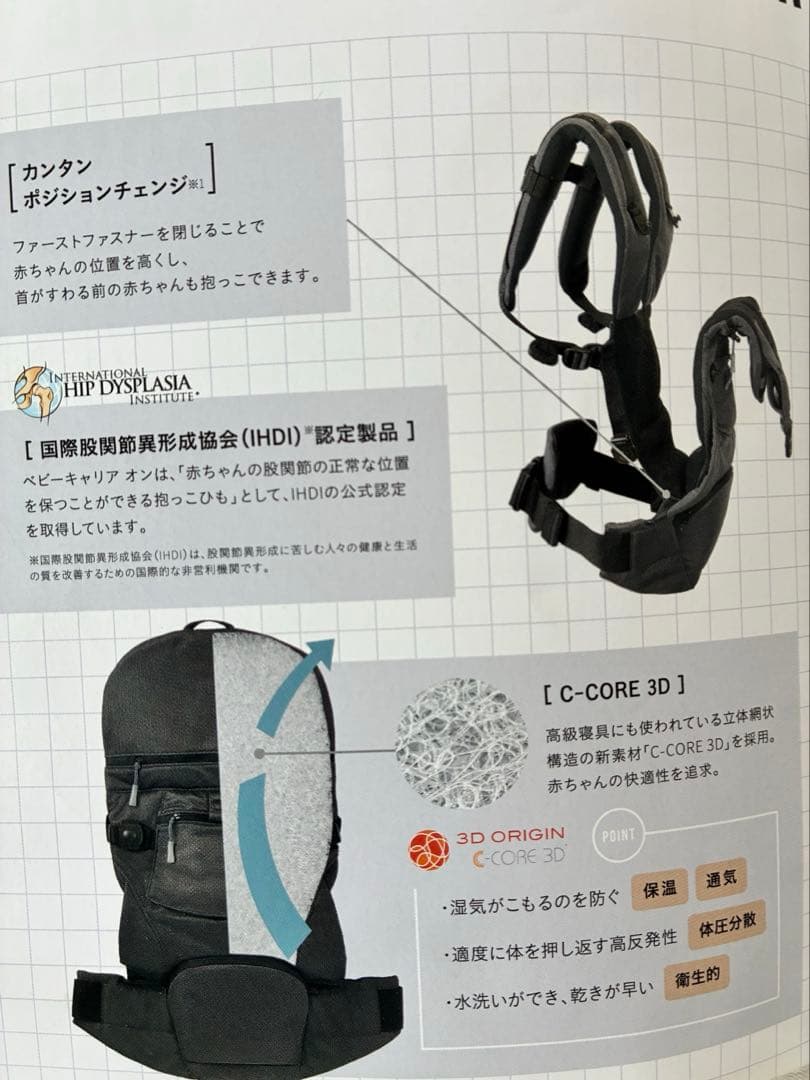 angelette アンジェレッテ 抱っこ紐 ベビーキャリア コンパクト未使用級