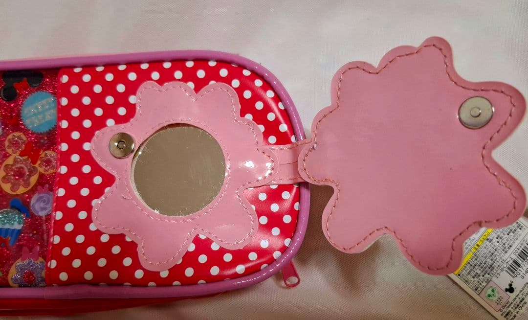 限定！サンスター文具 ディズニーデザインミラー付きペンケース赤系！新品未使用