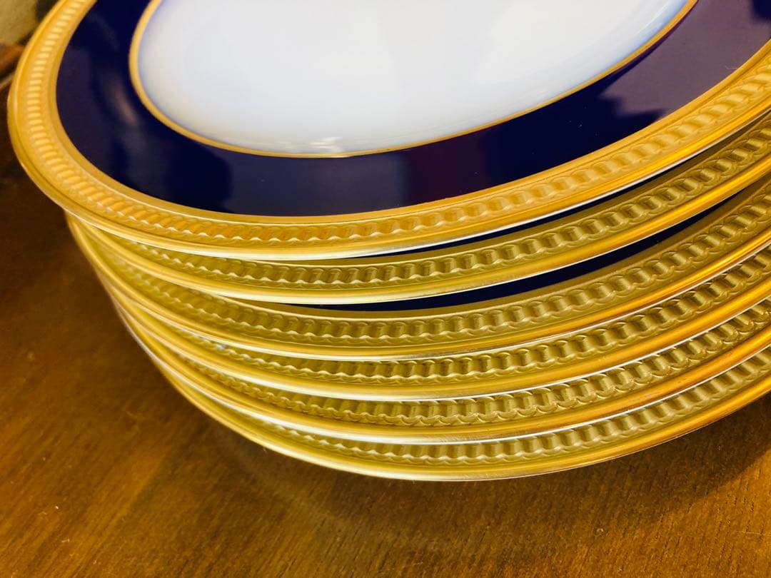 大倉陶園　瑠璃　エンボス 皿　プレート　約20cm 6枚　美品