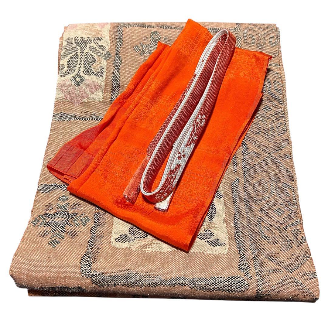 く*ち様 未使用　美品　袷　正絹　証紙付き　純泥染　本場奄美大島紬　フルセット