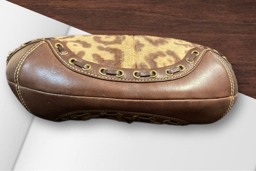 【極美品・希少】COACH コーチ ハラコ レオパード ショルダーバッグ