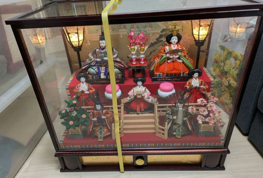 雛人形★ガラスケース入り★ひな祭り★オルゴール付★電灯付き