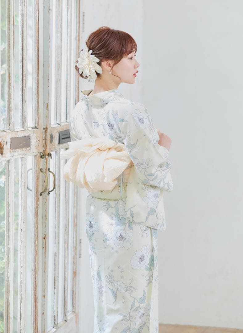 新品 浴衣 セット 浴衣セット ゆかた レディース 大人 黄色 バニラ 花 B6