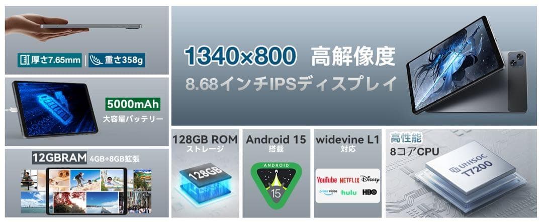 タブレット⭕️8インチ⭕️Wi-Fiモデル Android 15