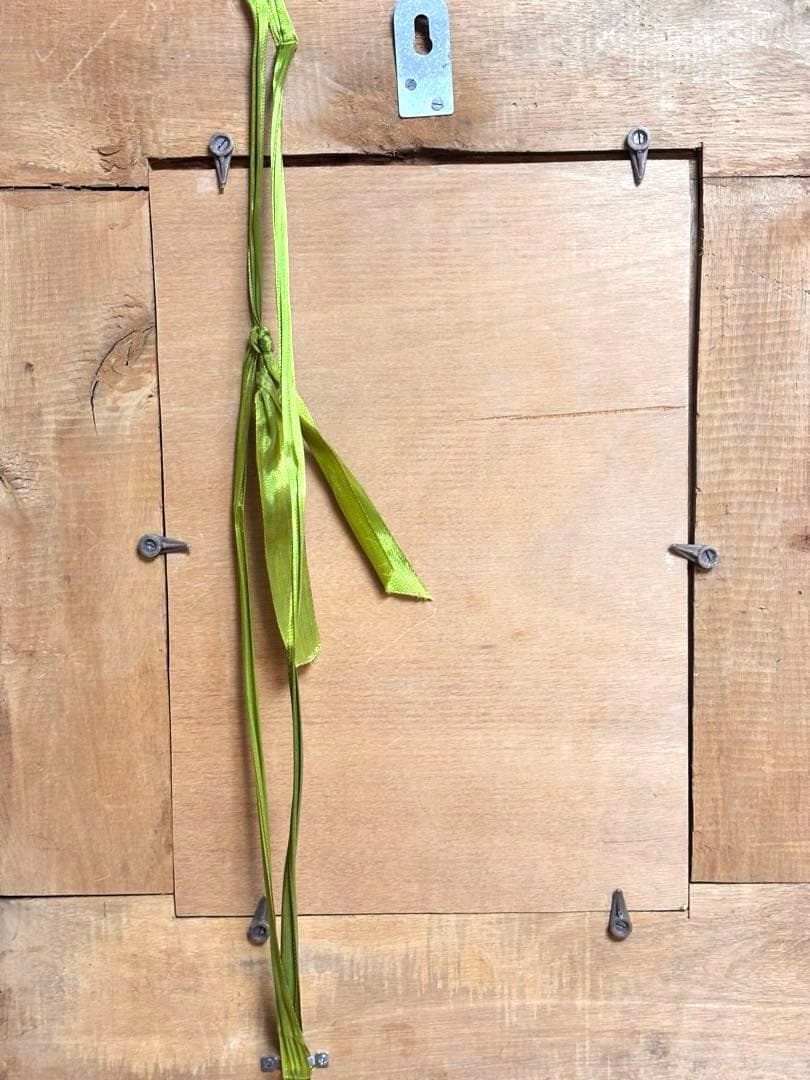 アンティーク　ウォールミラー　天然木　壁鏡　木枠　ヴィンテージ　編み込み