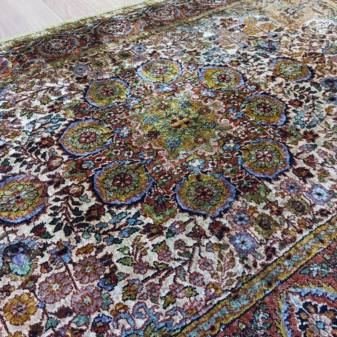 Y3244 インド絨毯 シルク 手織り 156×90㎝ マット