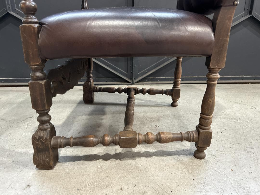 ❖英国Antique❖ ハイバックチェア チェスターフィールド　ネオルネッサンス