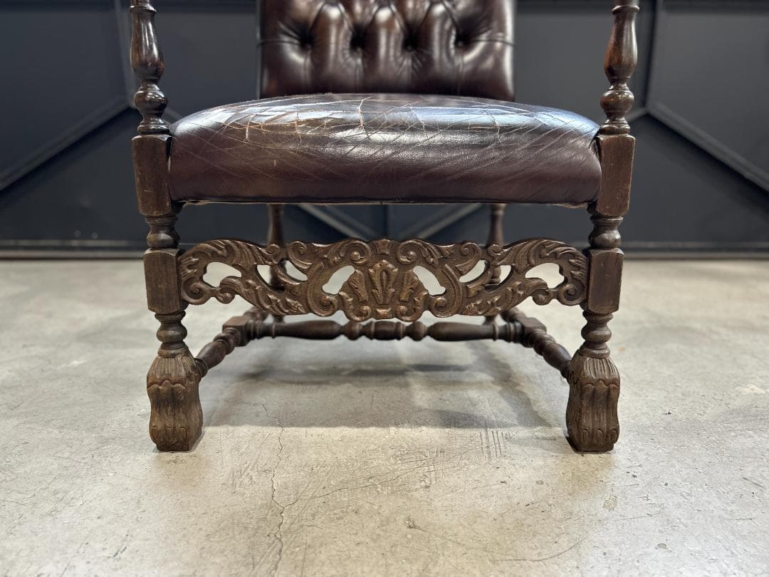 ❖英国Antique❖ ハイバックチェア チェスターフィールド　ネオルネッサンス