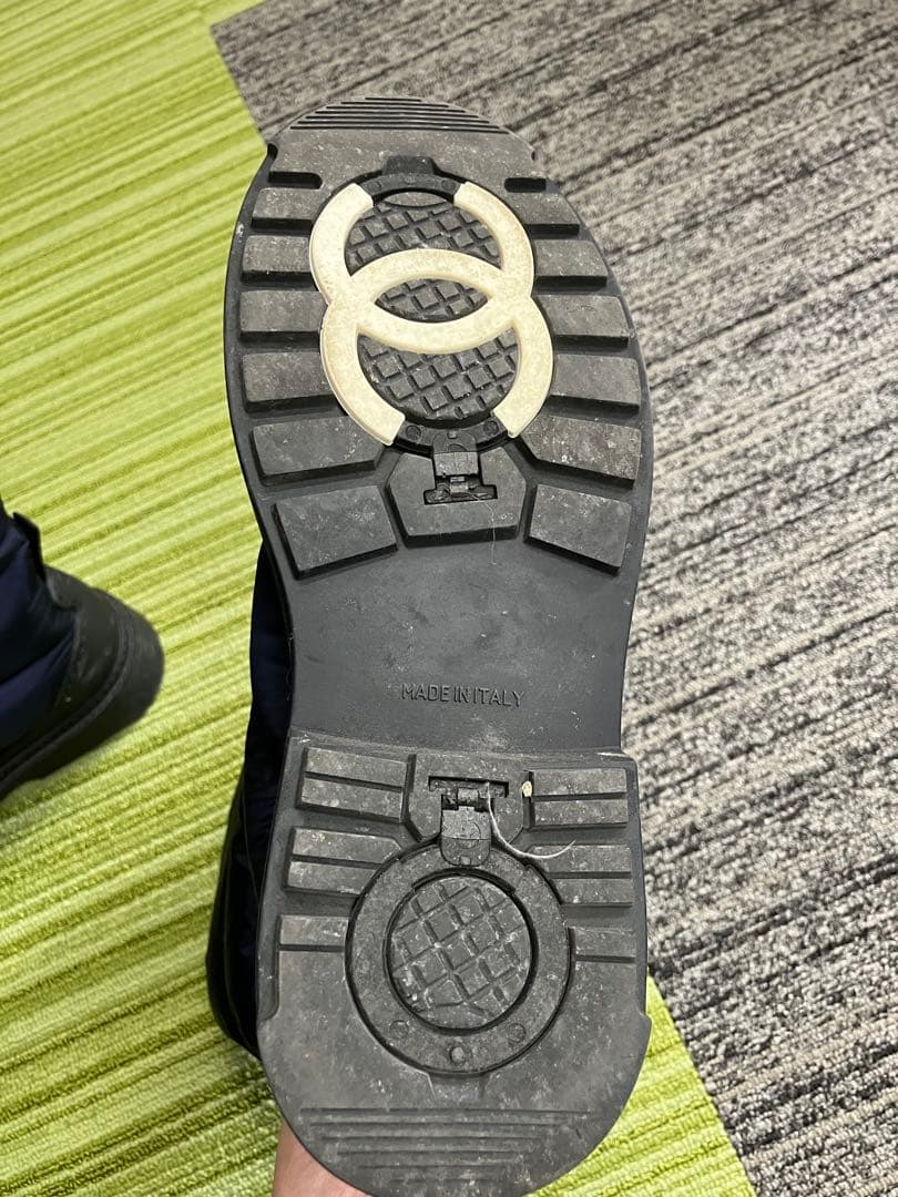 シャネル ブラック スノーブーツ ココマーク 希少　ネイビー　37