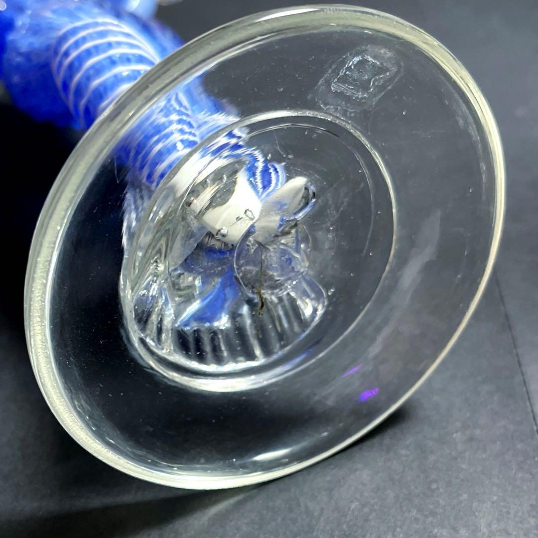 ムラーノ　ベネチアングラス　金彩付き　ブルーガラス人形　ペア　フィギュリン