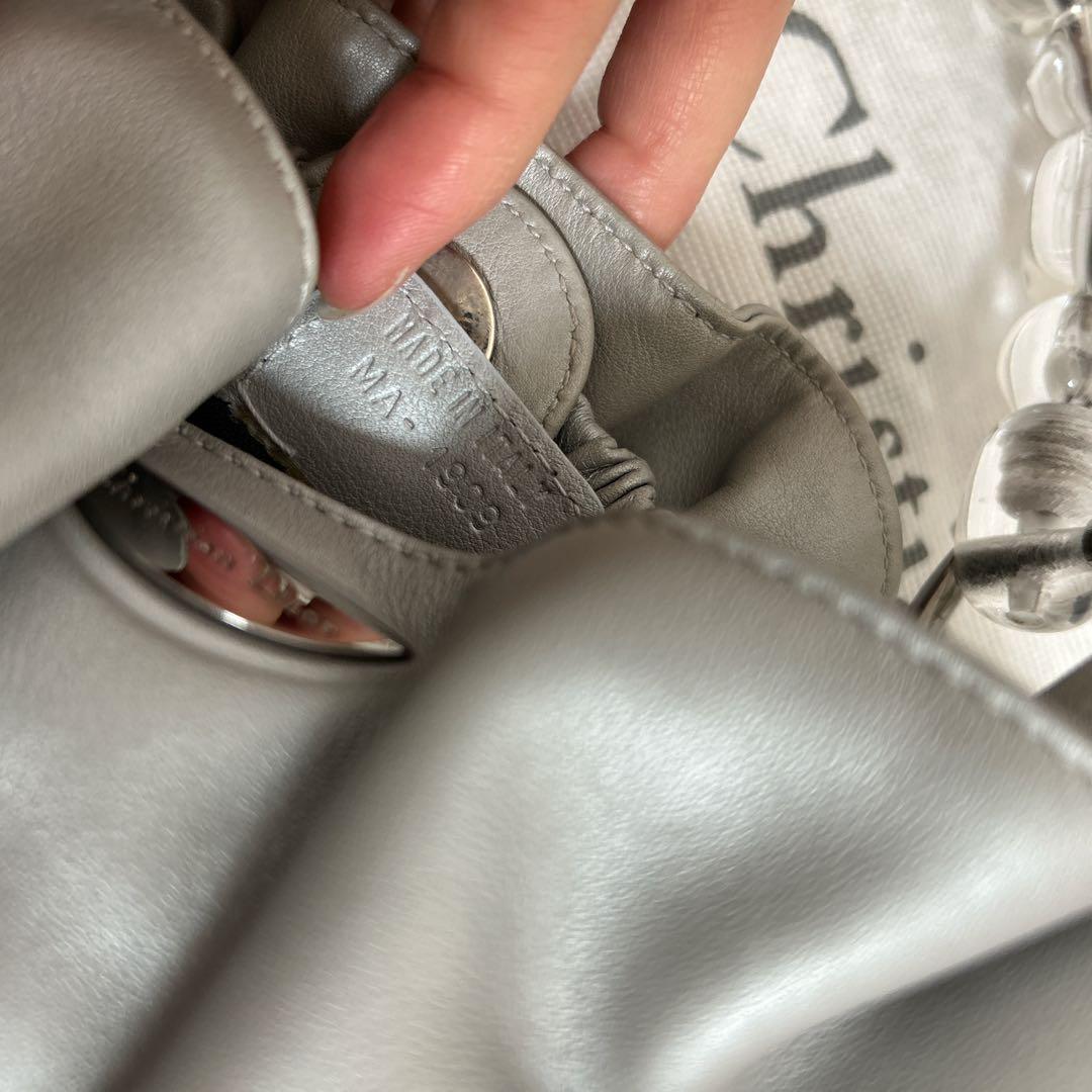 Christian Dior マリスパール ハンドバッグ レザー グレー 巾着